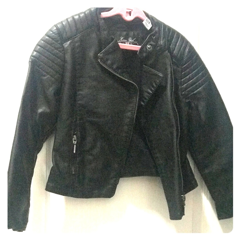 Zara edgy black pleather biker jacket (unisex)